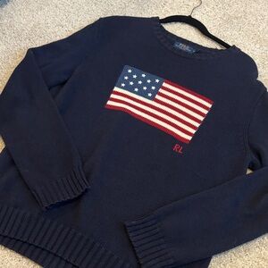 Polo by Ralph Lauren Dark Blue Sweater with Flag Design